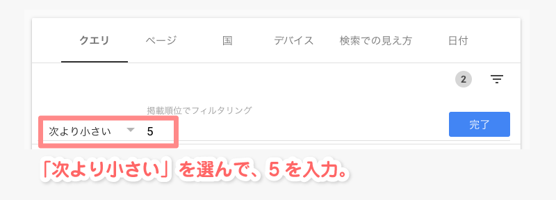 掲載順位のフィルタ